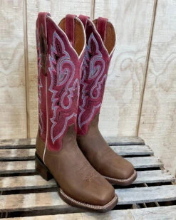 Dan Post Women's Malani Fuschia & Brown Square Toe Western Cowgirl Boots DP4898