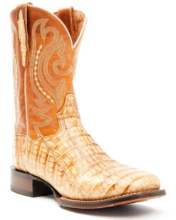 Dan Post Men's Tan Caiman Belly Western Boots - Broad Square Toe -Dan Post 2000344179 280 P1