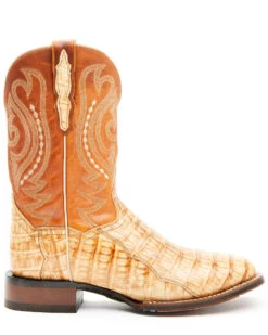 Dan Post Men's Tan Caiman Belly Western Boots - Broad Square Toe