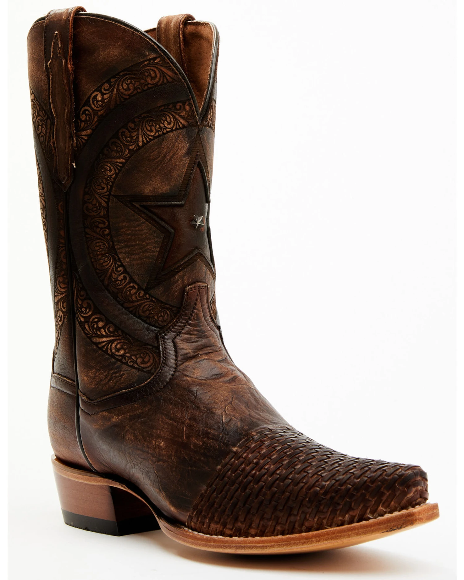 Dan Post Men's Embossed Star & Studded Basketweave Western Leather Boots - Snip Toe 6 Dan Post Men's Embossed Star & Studded Basketweave Western Leather Boots - Snip Toe - Image 4