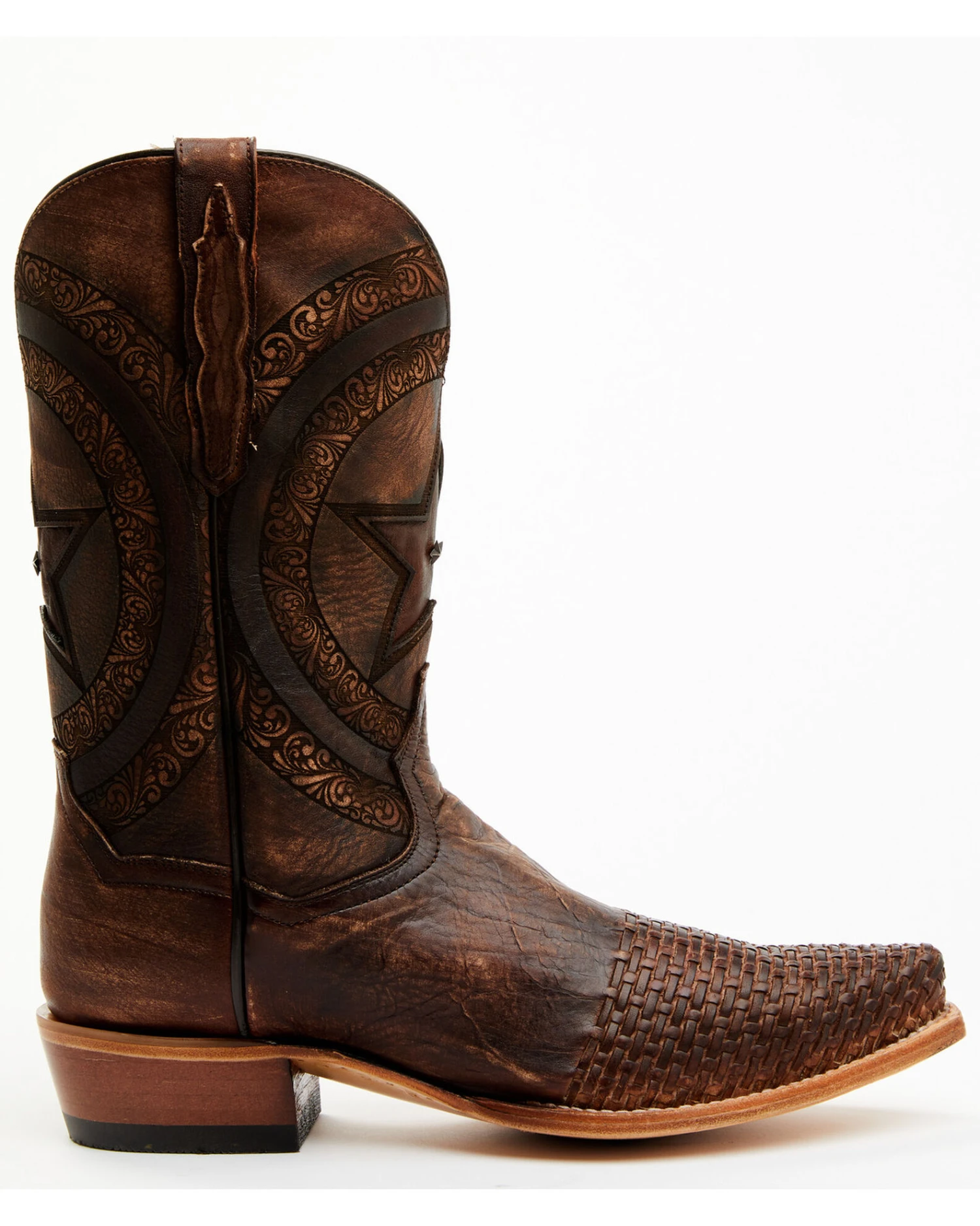 Dan Post Men's Embossed Star & Studded Basketweave Western Leather Boots - Snip Toe 9 Dan Post Men's Embossed Star & Studded Basketweave Western Leather Boots - Snip Toe - Image 7