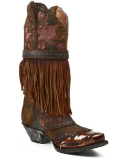 Dan Post Women's Bed Of Roses Fringe Embroidered Western Boot - Snip Toe -Dan Post 2000371108 235 P1