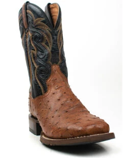 Dan Post Men's 11" Bay Apache Hand Quill Ostrich Exotic Western Boots - Broad Square Toe -Dan Post 2000381789 201 P1