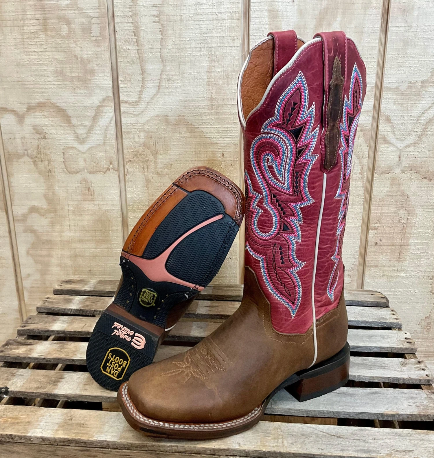 Dan Post Women's Malani Fuschia & Brown Square Toe Western Cowgirl Boots DP4898 11 Dan Post Women's Malani Fuschia & Brown Square Toe Western Cowgirl Boots DP4898 - Image 9