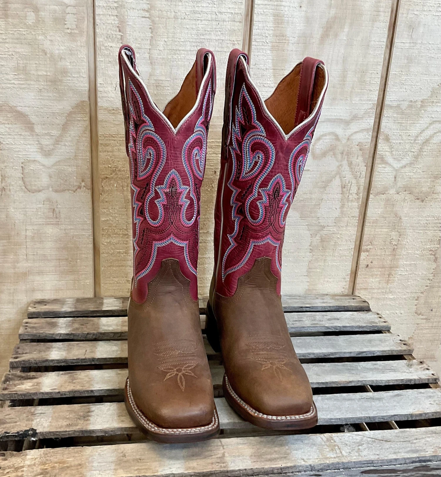 Dan Post Women's Malani Fuschia & Brown Square Toe Western Cowgirl Boots DP4898 4 Dan Post Women's Malani Fuschia & Brown Square Toe Western Cowgirl Boots DP4898 - Image 2