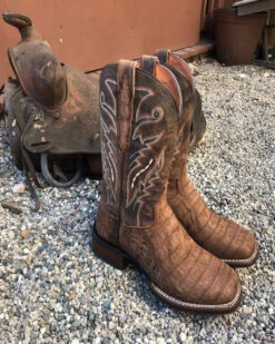 Dan Post Men's Mickey Tan Distressed Caiman Square Toe Western Boots DP4896