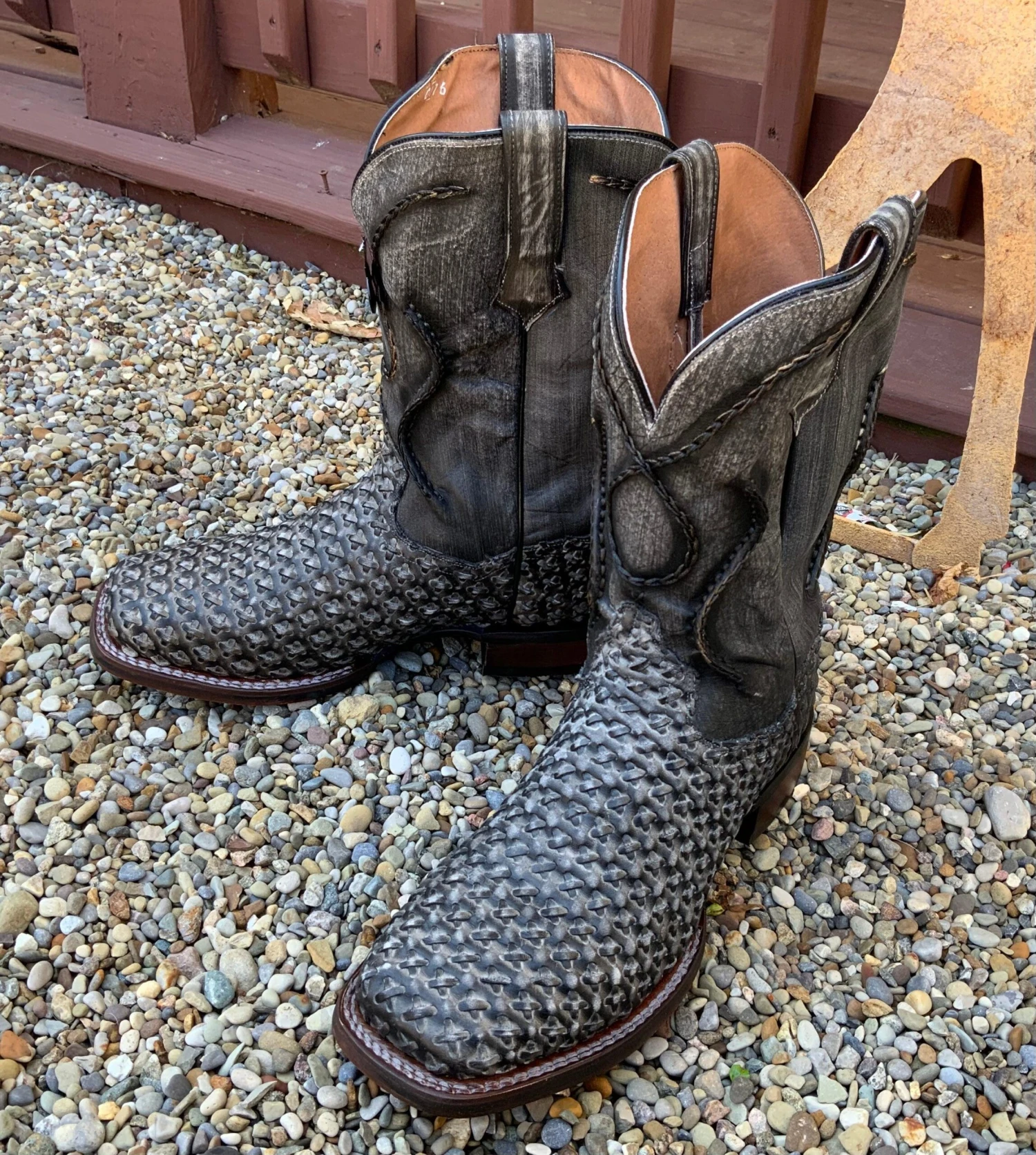 Dan Post Men's Stanley Black Weave Leather Square Toe Western Boots DP4909 3 Dan Post Men's Stanley Black Weave Leather Square Toe Western Boots DP4909