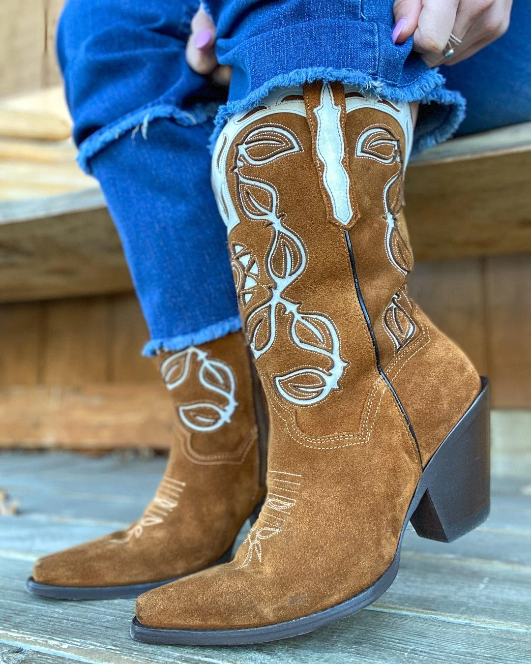 Dan Post Women's Moni Shaft Embroidery Suede Snip Toe Western Boots DP4326 3 Dan Post Women's Moni Shaft Embroidery Suede Snip Toe Western Boots DP4326