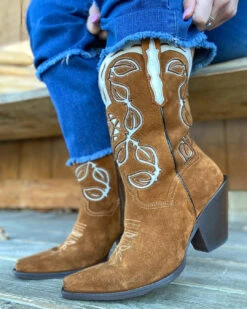 Dan Post Women's Moni Shaft Embroidery Suede Snip Toe Western Boots DP4326
