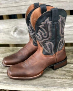 Dan Post Men's Winslow Brown & Dark Blue Square Toe Western Boots DP4556