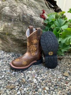 Dan Post Children's And Youth "Gardenia" Brown Floral Embroidered Boots DPC2942 DPC3942 -Dan Post image 114d49e3 98d8 4f6b a8d5 c837a6272d9c