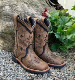 Dan Post Children And Youth Posy Brown Square Toe Boots DPC2924 DPC3924